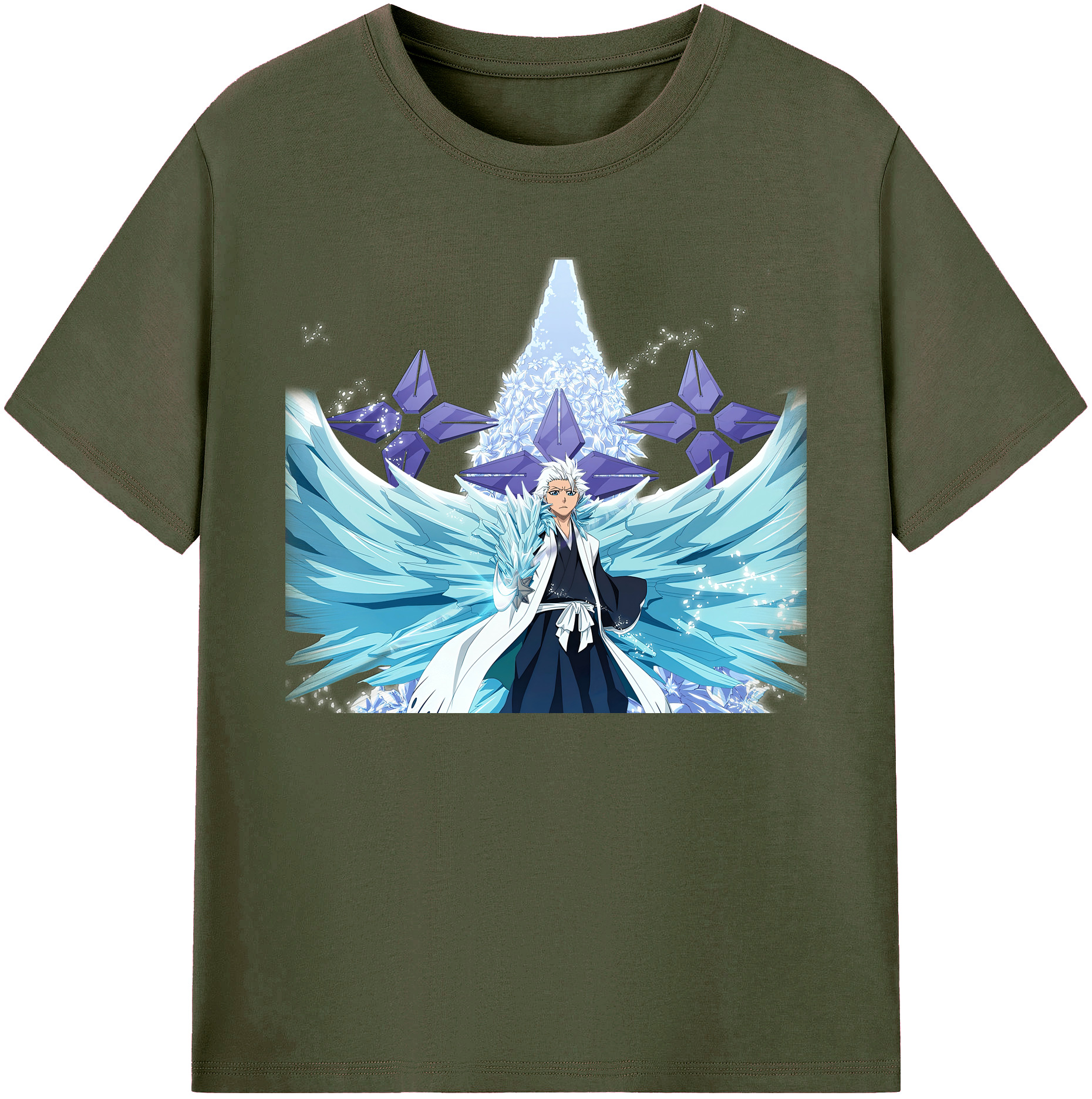 （画像用） ブリーチ 日番谷冬獅郎（ひつがや とうしろう） BLEACH Hitsugaya Toushirou 綿100％ メンズ半袖Tシャツ｜肌触りやわらか＆通気性